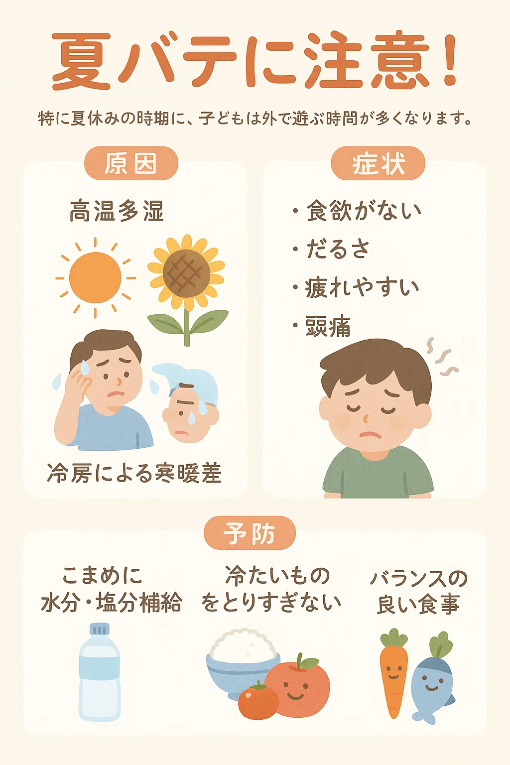夏バテ|なんとなく元気がない…夏バテのサイン、家族で気づいてケアしよう|雨宮 小梅