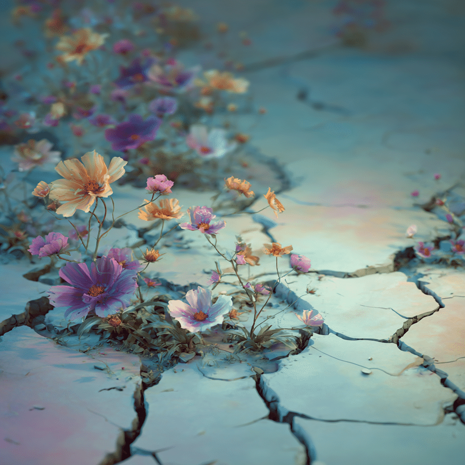 花に変える — 崩れた世界に咲くものたち【AIアート】｜えみつばめ｜AI