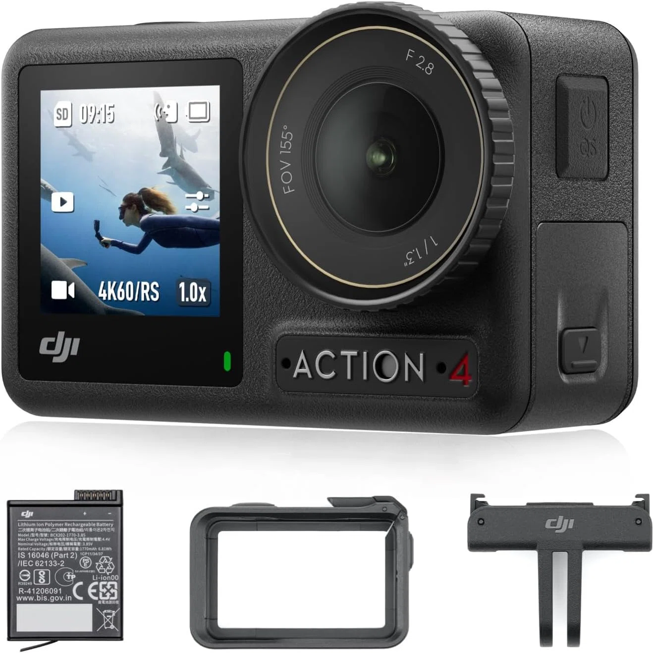 極美品 DJI オズモアクション4 自撮り棒付き(未使用品 極美品 DJI オズモアクション4 自撮り棒付き(未使用品