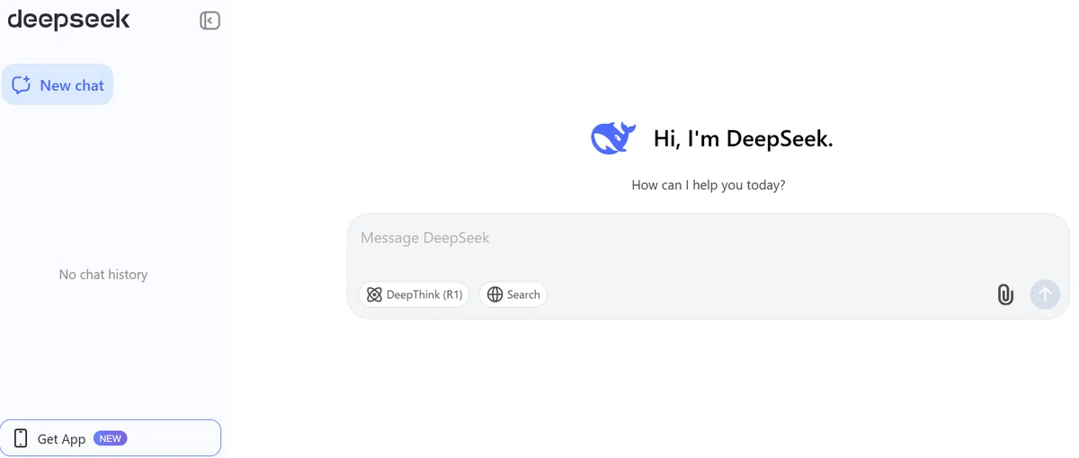 DeepSeekのホーム画面