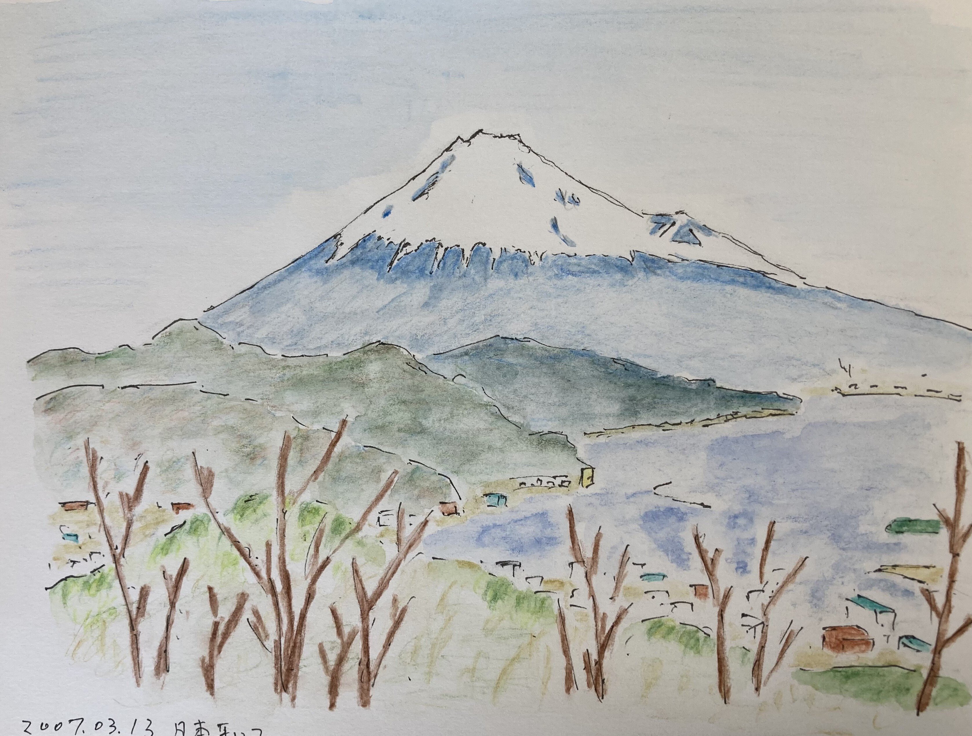 田辺　三重松　素描(デッサン画)箱根の富士 絵画 富士（箱根・三国峠） | ｜正光画廊
