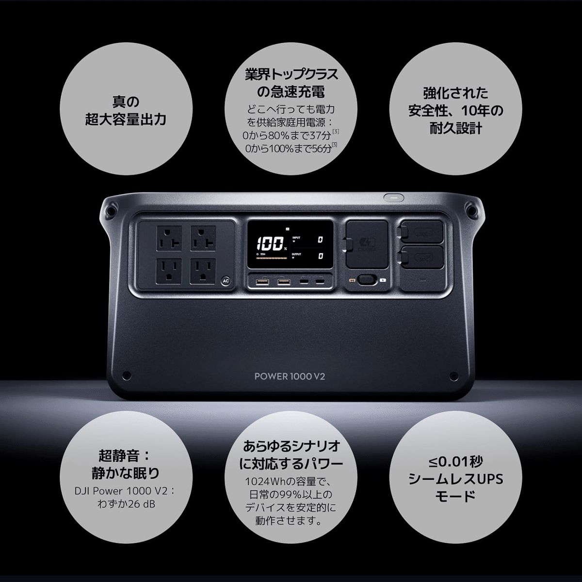 新品 DJI POWER1000 V2 1024Wh 2600W ポータブル電源 DJI Power 1000 - 1024Wh ポータブル電源 - DJI