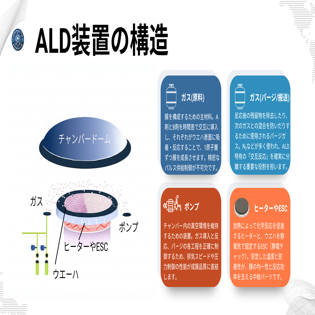 ALD装置の構造とは？｜「1枚ずつ丁寧に重ねる」分子のミルフィーユ製造装置｜半導体ビジネスラボ