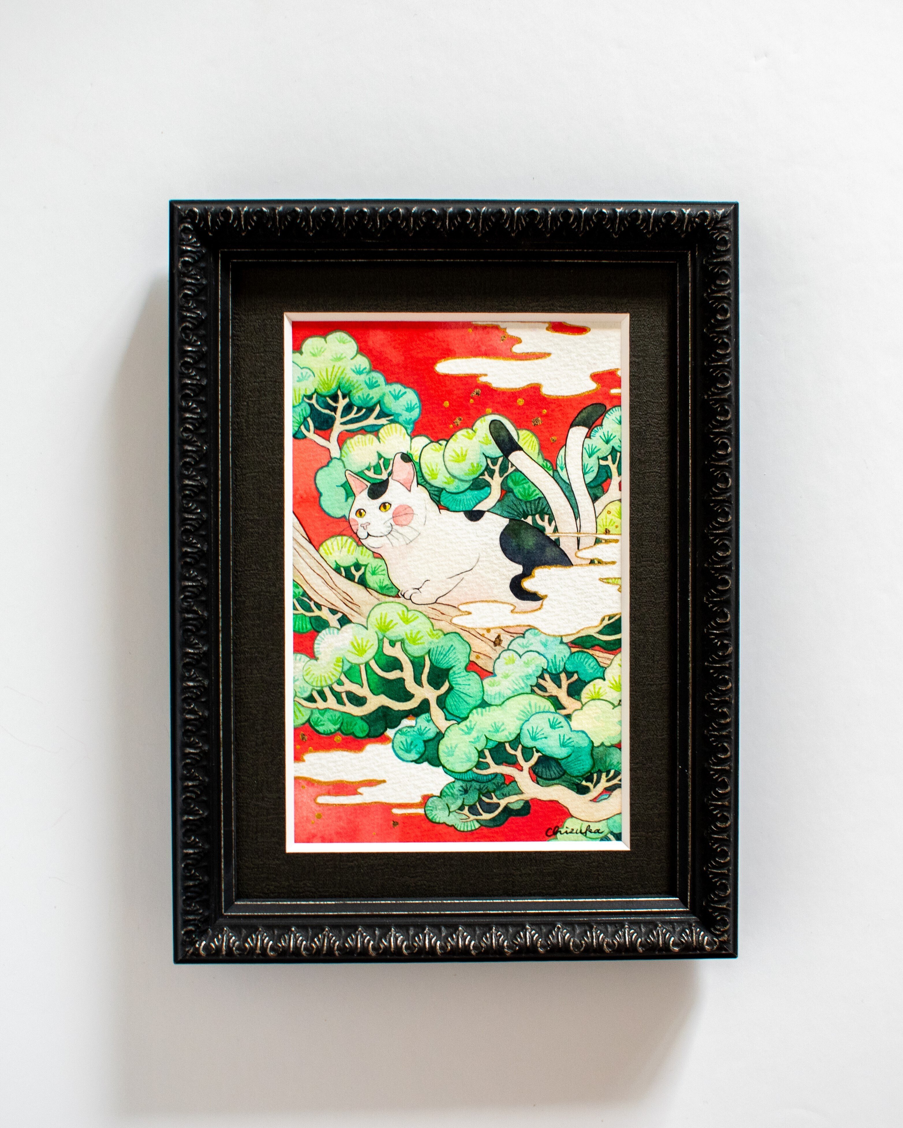 新品☆額絵☆ 受福無彊 安川眞慈 YSE-301 額入アート 赤富士 龍 和風 縁起物