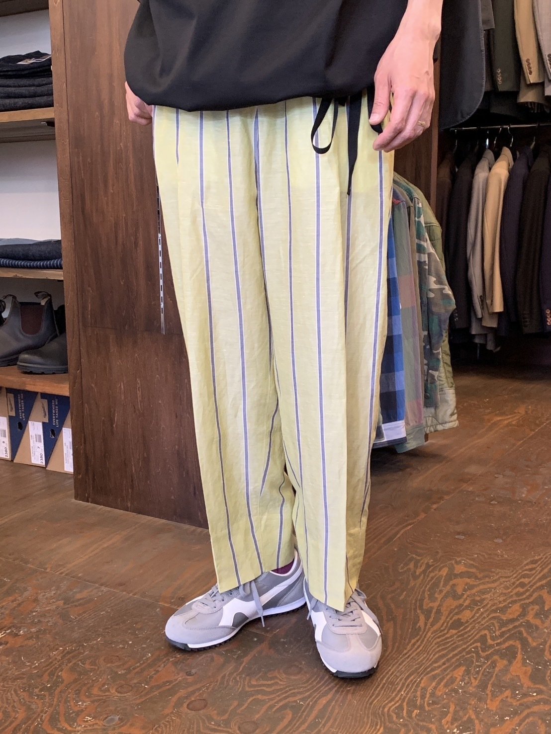 HAVERSACK ATTIRE レガッタストライプ　イージーパンツ HAVERSACKのベルテッドワイドイージーパンツでコーディネート｜SLOW JAM