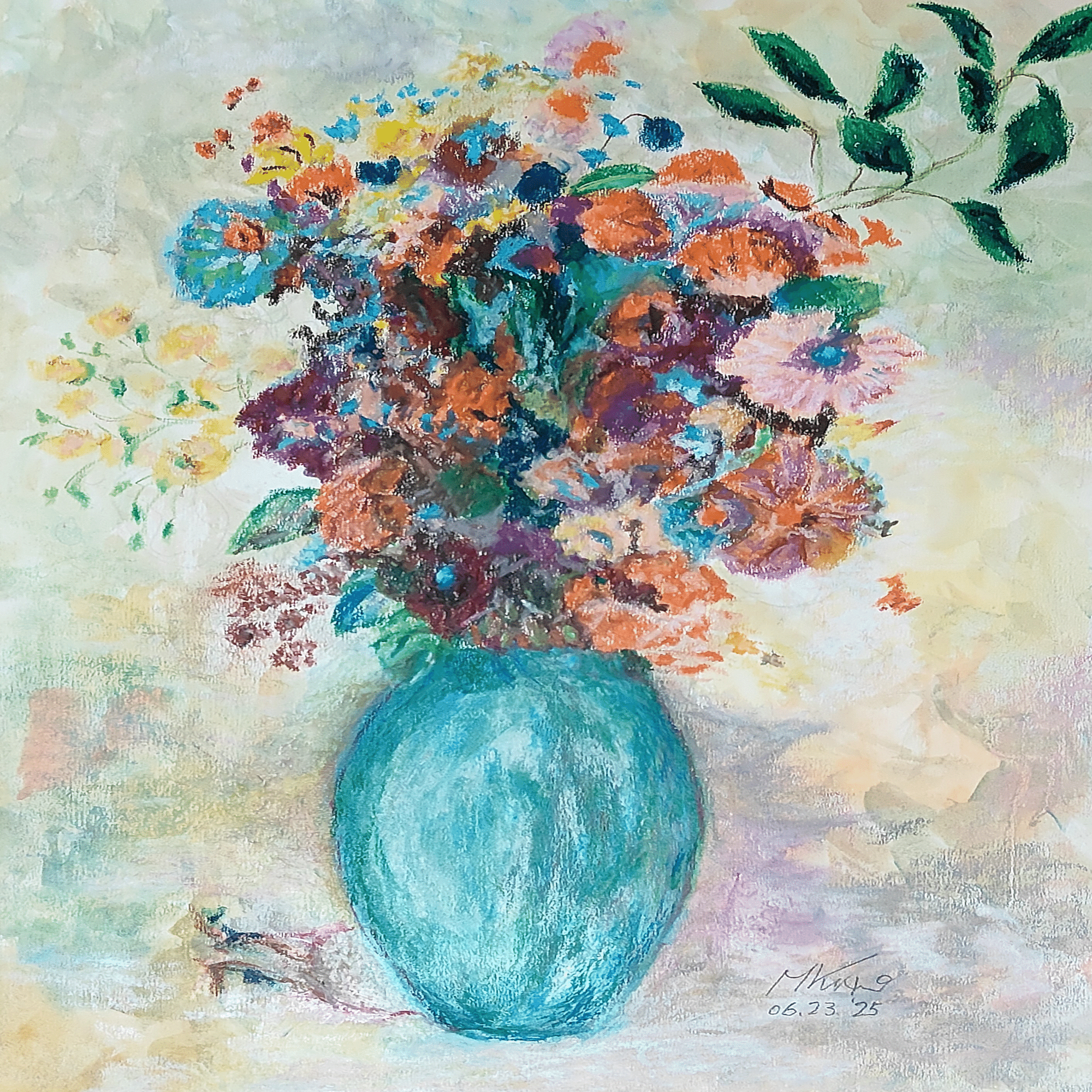 オディロン・ルドンのターコイズ色の花瓶に生けられた花(複製画) 絵画ミニミニミステリー 第117回「オディロン・ルドン『トルコ石色