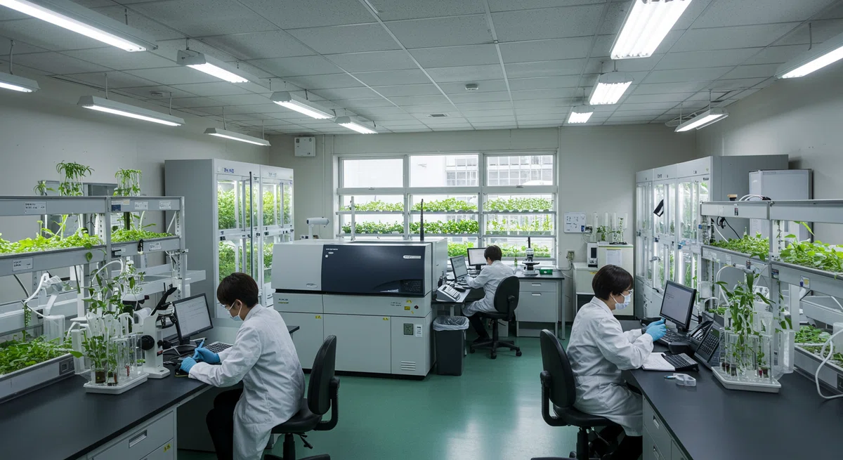 国際食資源学院の研究室での実験風景