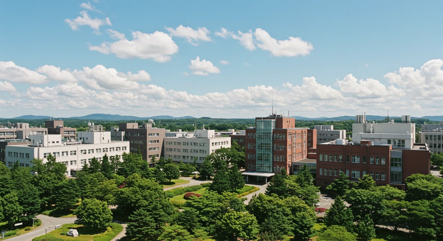 北海道大学キャンパスの美しい風景と国際感染症学院の研究施設