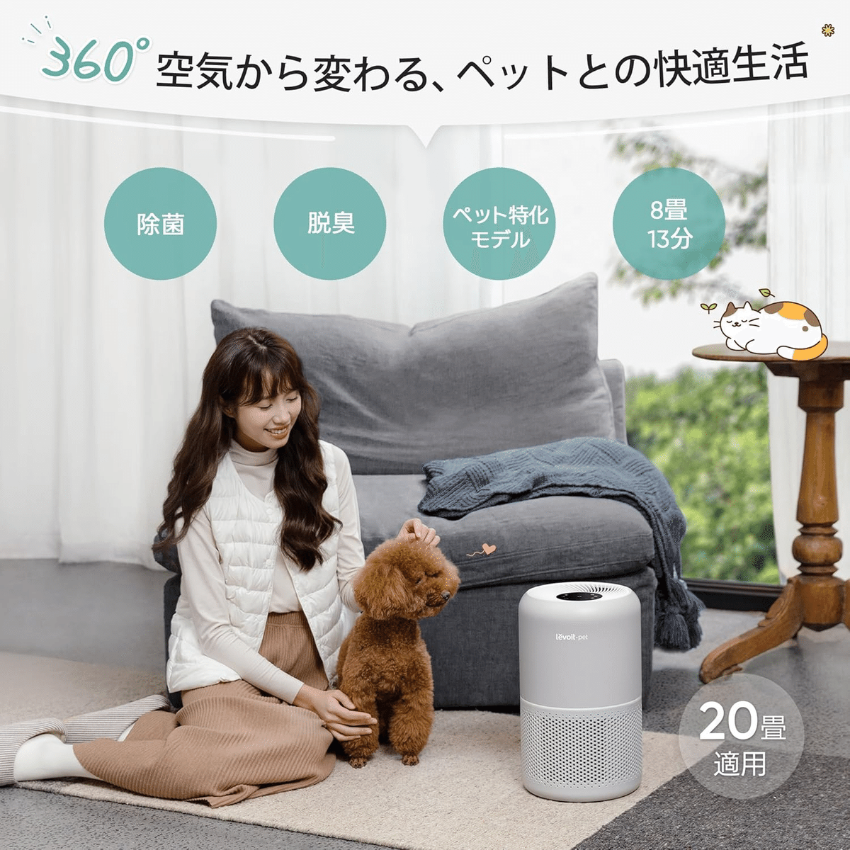 Levoit 空気清浄機 脱臭強化モデル CoreP350 20畳2023年 Levoit Core P350 ペット向け空気清浄機 グレー｜GetGadgetGot