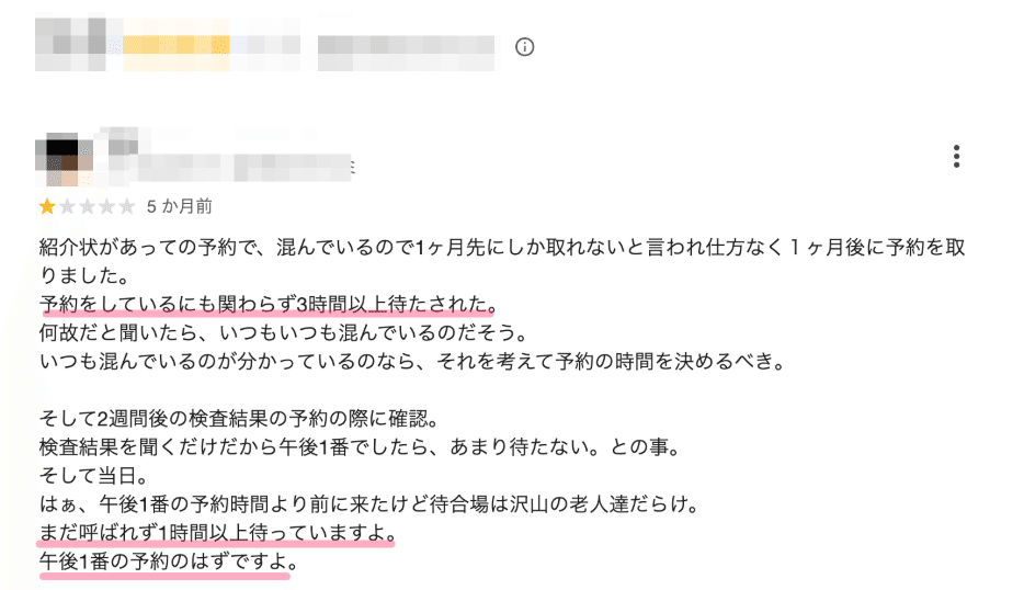 待ち時間の長さと不満