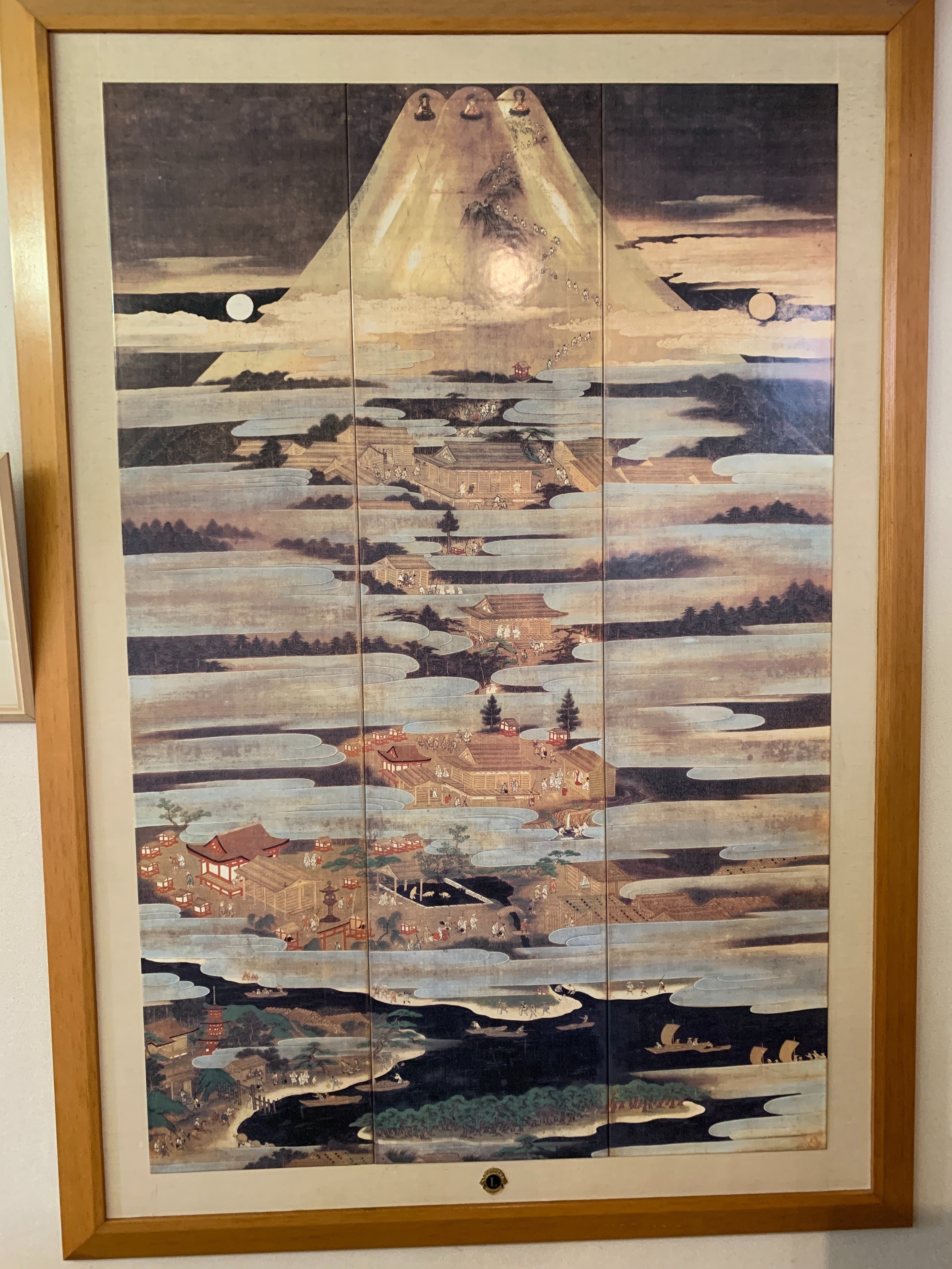 晩秋の富士山曼陀羅図の一点、そらとぶ画家糸川裕志の作品です。 幻想絵画、空飛ぶ画家糸川裕志の富士山曼荼羅のい、アクリル画