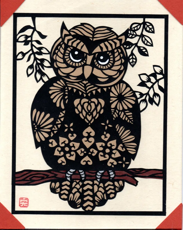 切り絵 フクロウ｜hiro@moriken
