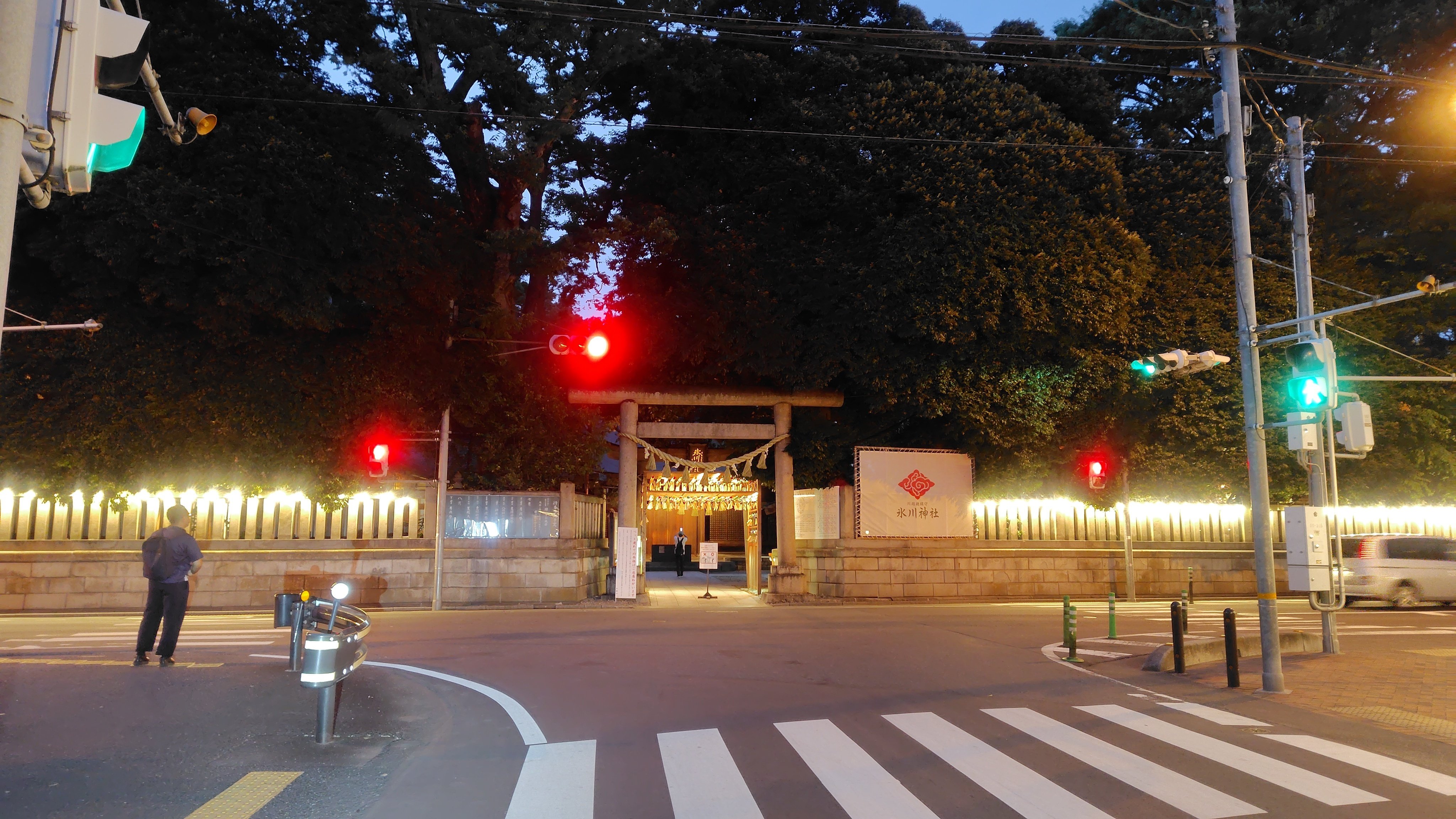 夜の上尾駅近くの旧中山道と神社をサイクリングしてきました