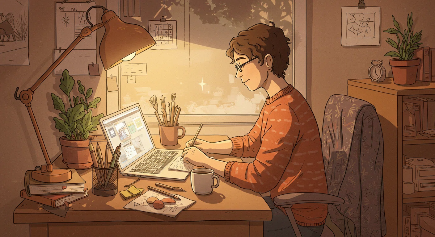 創作活動をする人のイラスト
