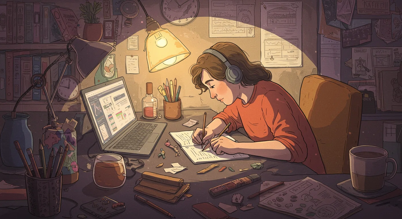 創作に集中する人のイラスト