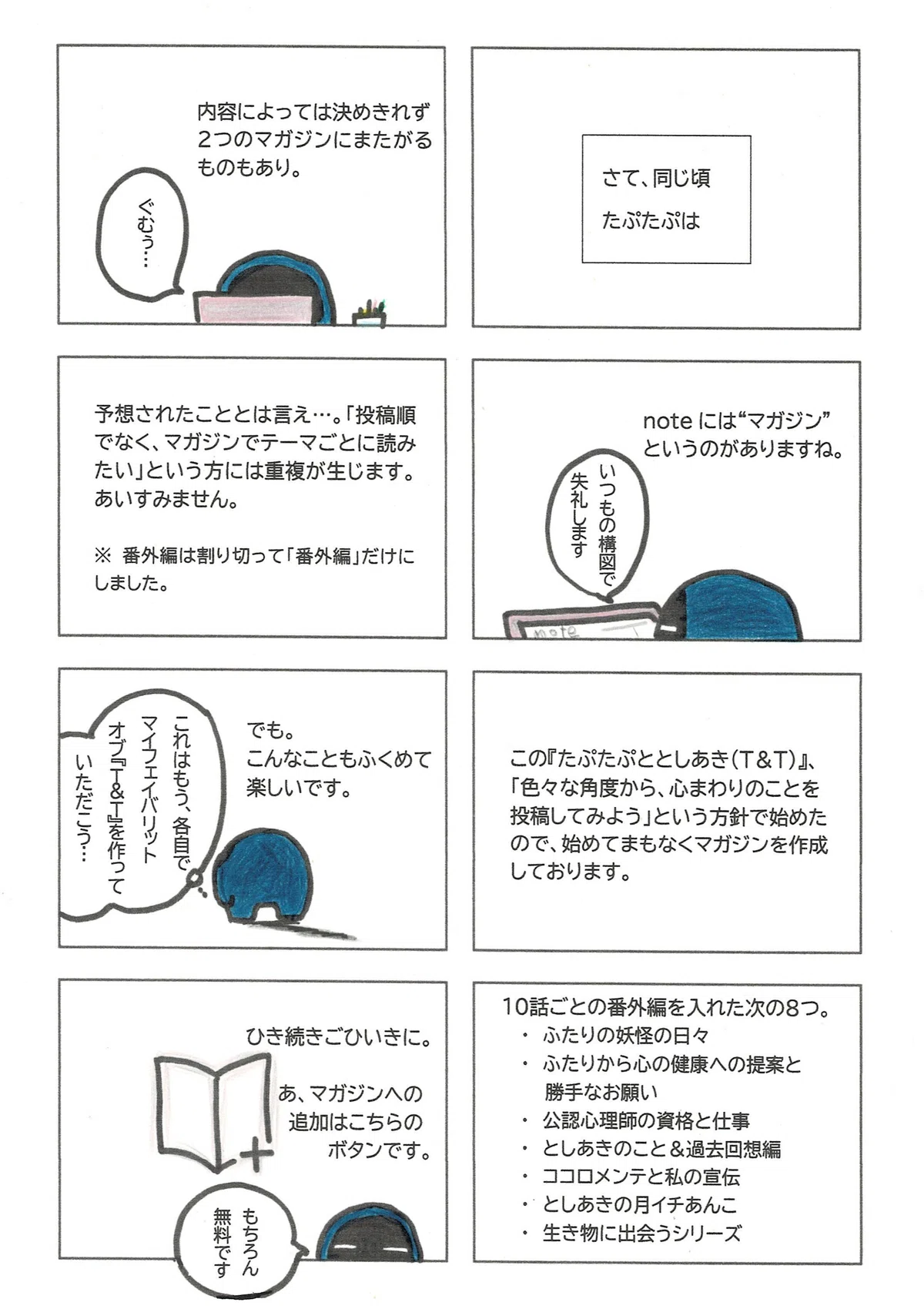 様々な内容の投稿を意図していたため、当初よりマガジンを作成していたという話。整理しきれない部分もあるけれど、でもおかげで楽しく投稿が続いています。