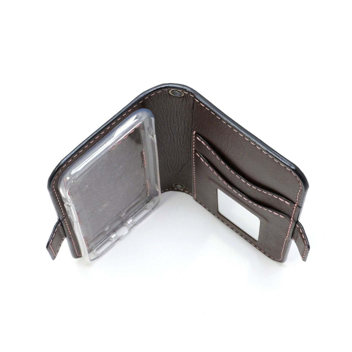 レザークラフト作品395～iPhoneSE2左利きケース【こげ茶革