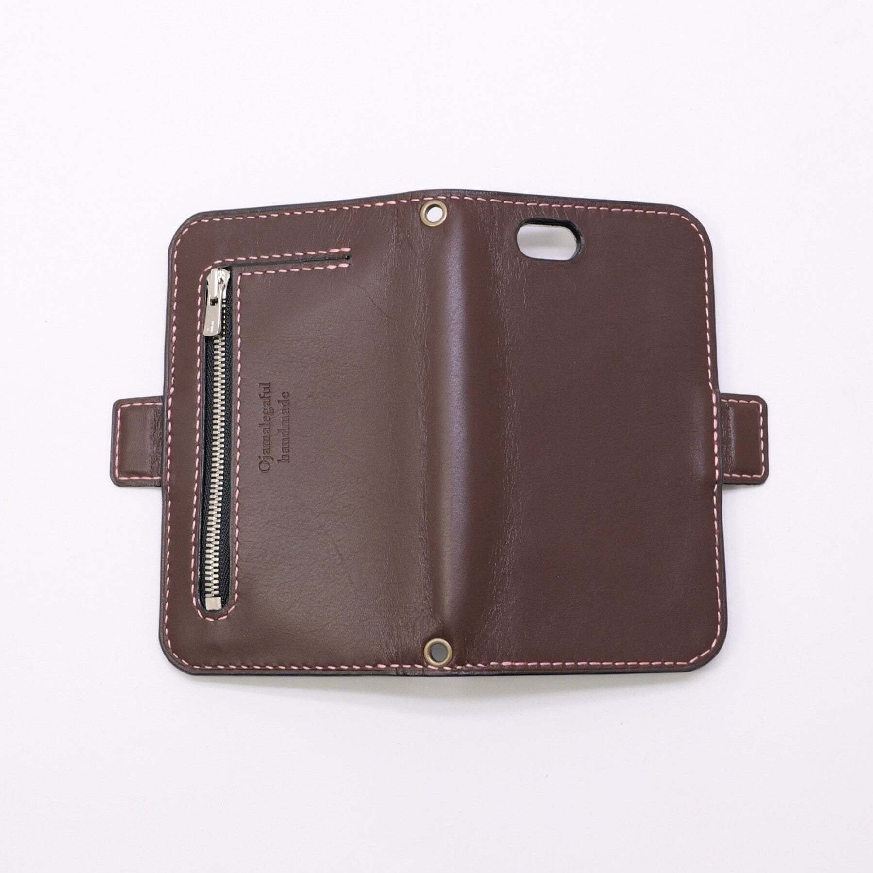 JSB R●アクセサリー 整理品 まとめ売り昭和レトロ 大量 ケース付き レザークラフト作品395～iPhoneSE2左利きケース【こげ茶革