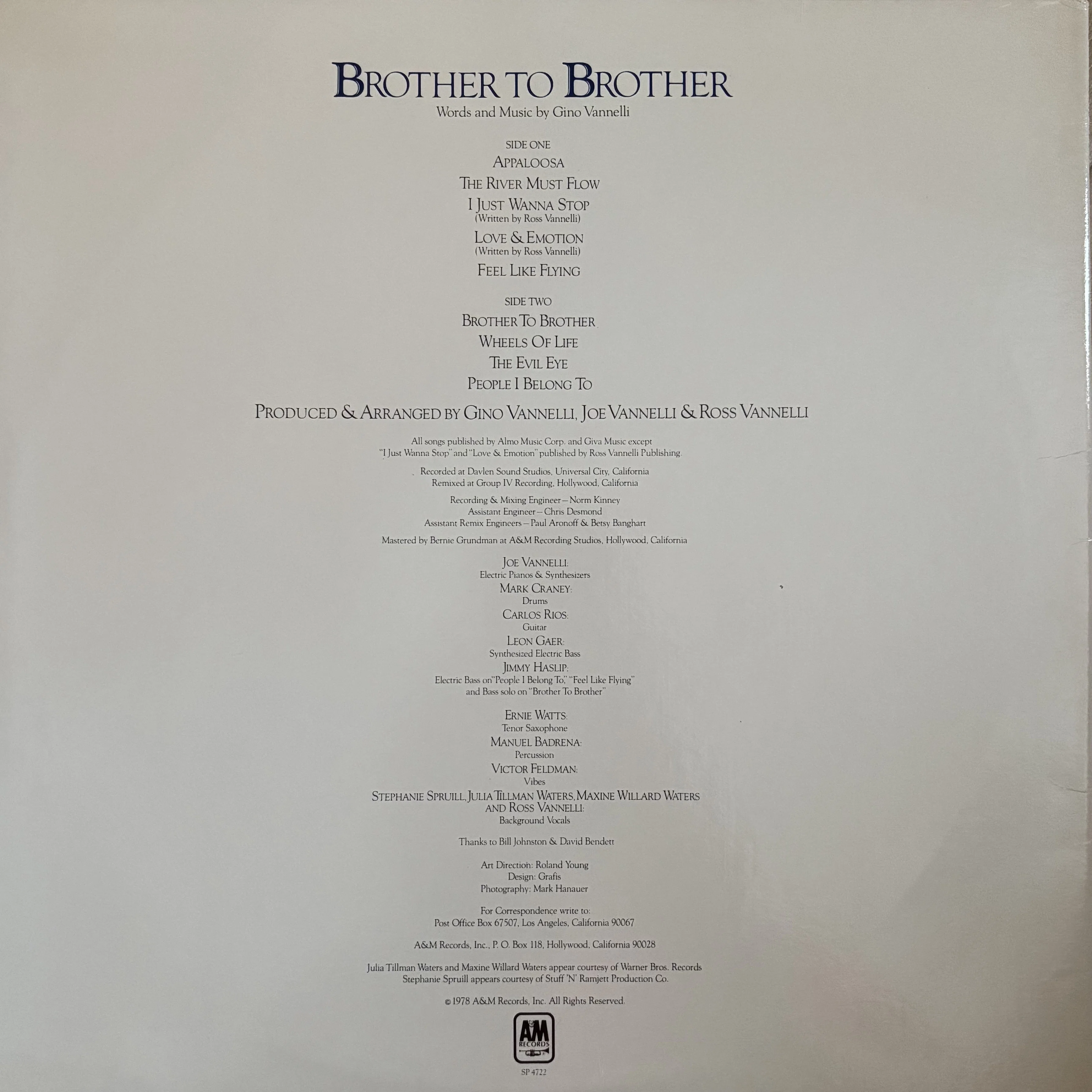 Brother to Brother / Gino Vannelli｜JPGR