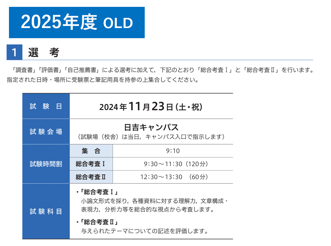 慶應義塾大学 文学部 自主応募制による推薦入試】2026年度入試の