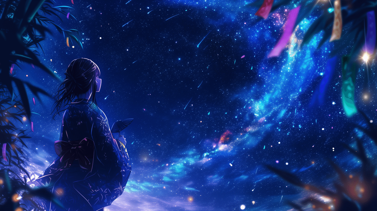 絵 beautiful journey niji・journeyで描く、浴衣の少女と七夕の物語|リンファ@AI