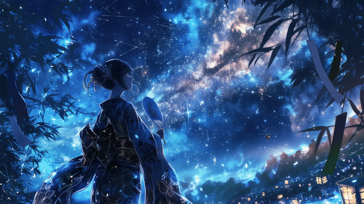 絵 beautiful journey niji・journeyで描く、浴衣の少女と七夕の物語｜リンファ@AI