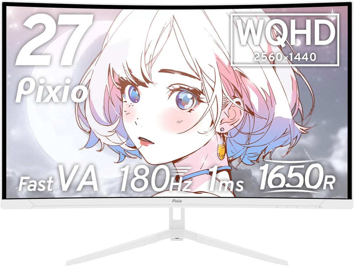 Pixio PXC279 Wave White ゲーミングモニター27インチ湾曲 PXC279WAVEW / ホワイト| 27インチ 300Hz FHD Fast VA 湾曲