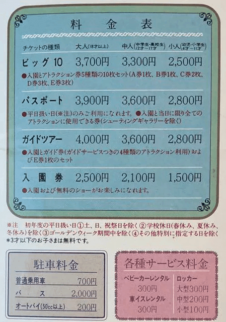 東京ディズニーランド1983年開園時からの個人向けチケットの種類と料金