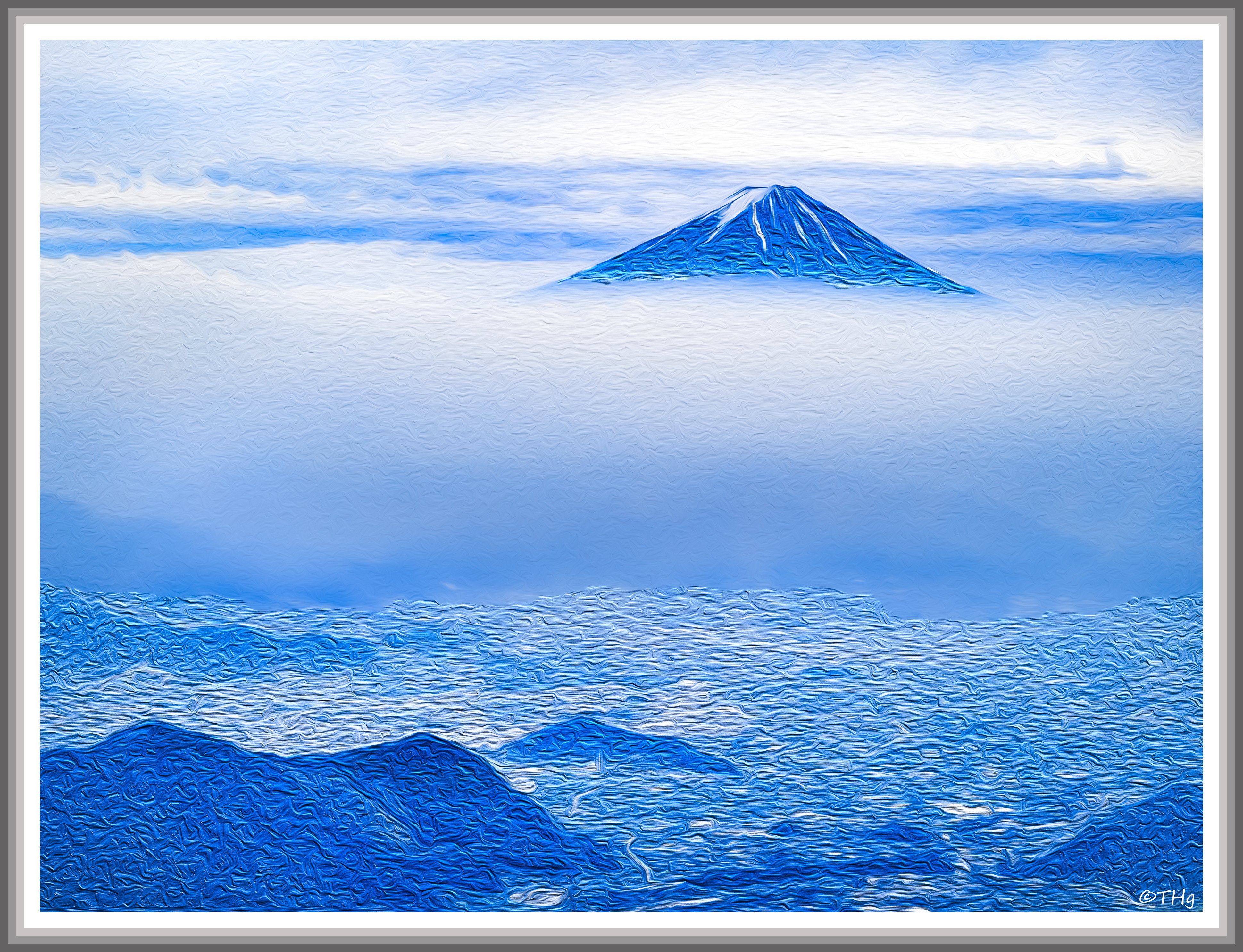 青い富士（乾徳山・油彩風）｜taka