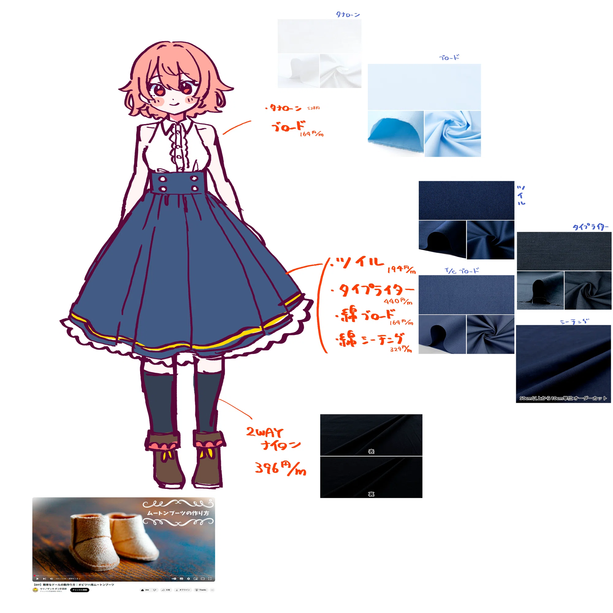 人形　Doll 洋書　製作 ドール　創作　衣装　Design デザイン　ドレス 超初心者のドール作り備忘録④衣装作り前編｜凪ぽん