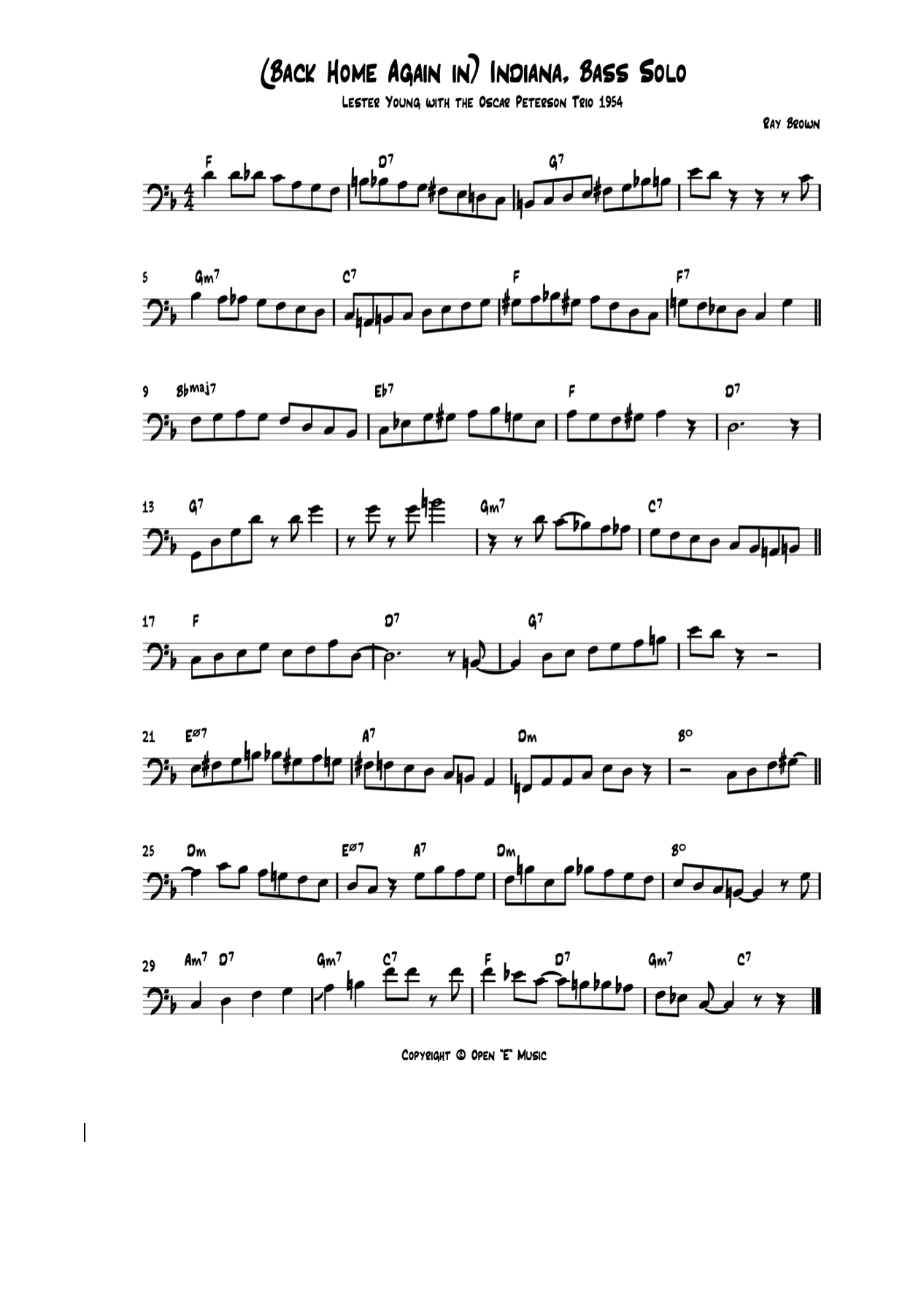 ジャズベース初心者必見 レイ・ブラウンのIndianaのベースソロを一緒に