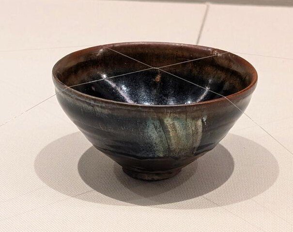 中国　柿釉　天目茶碗　時代箱付　V　R4371 中国 柿釉 天目茶碗 時代箱付 V R4371 陶芸