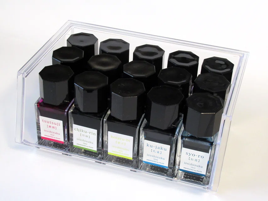 インクボトル 収納 ペンマット付文箱 万年筆,インクボトル,便箋,封筒,棚皿