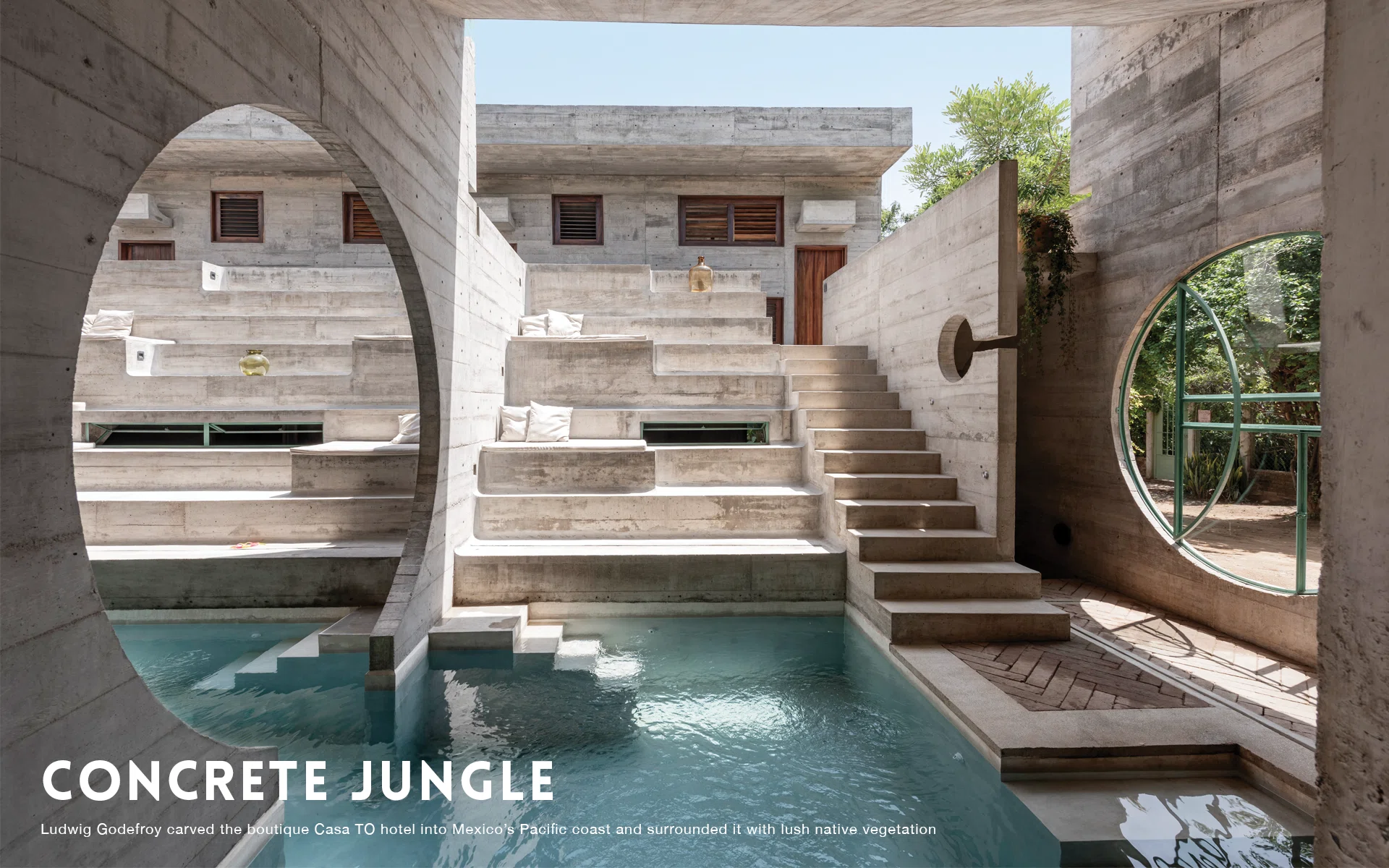 concrete jungle | メキシコの自然に溶け込む、彫刻的コンクリートの宿