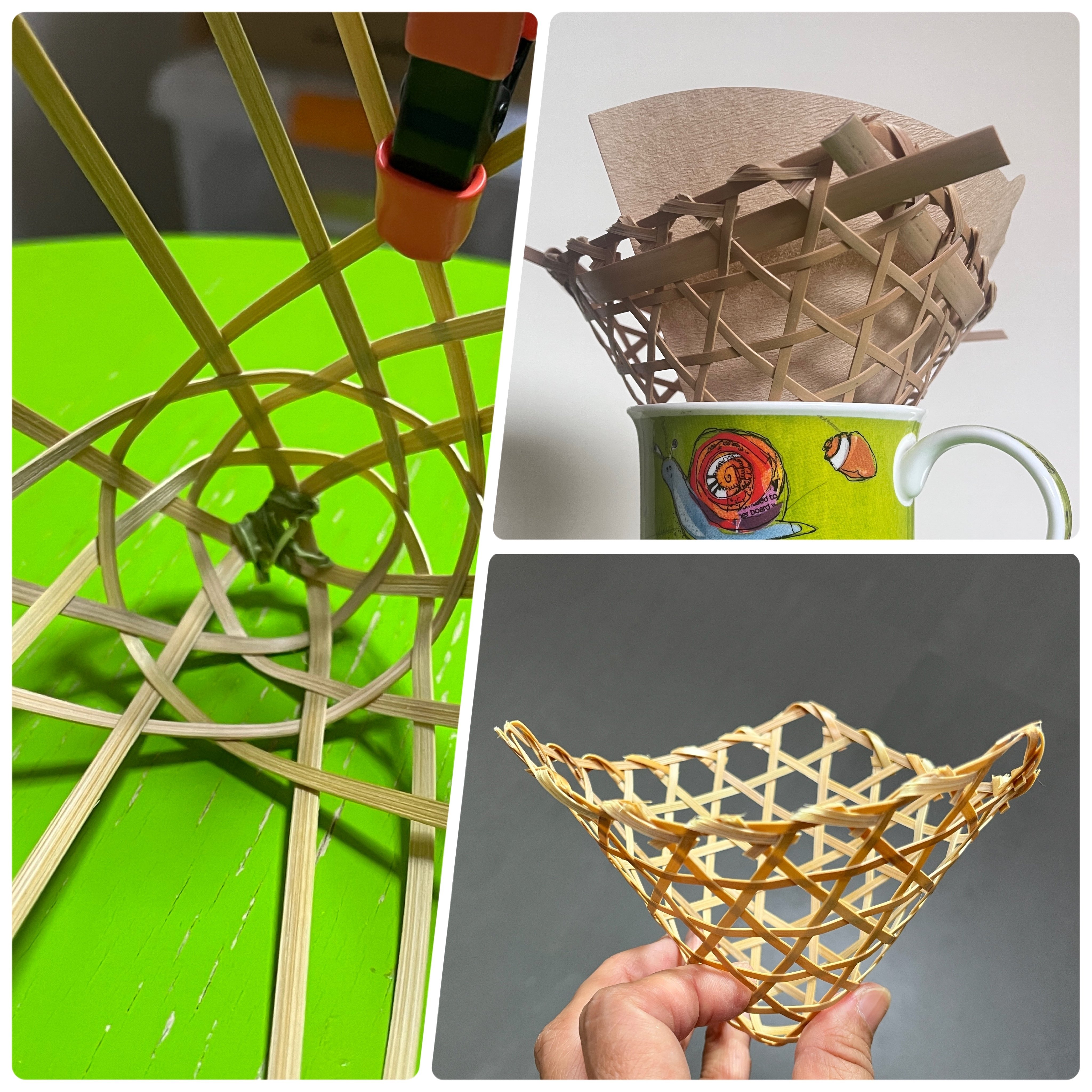 竹ひご　手作り品 本日は竹ひごを通す穴の穴開けの様子をご紹介します 駿河竹千筋細工の