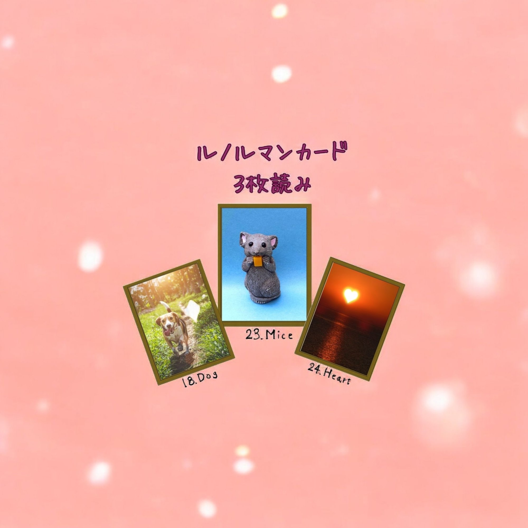 海外 アニマル 動物 ルノルマン カード ルノルマンカード3枚読み 犬、ねずみ、ハート｜Calla with