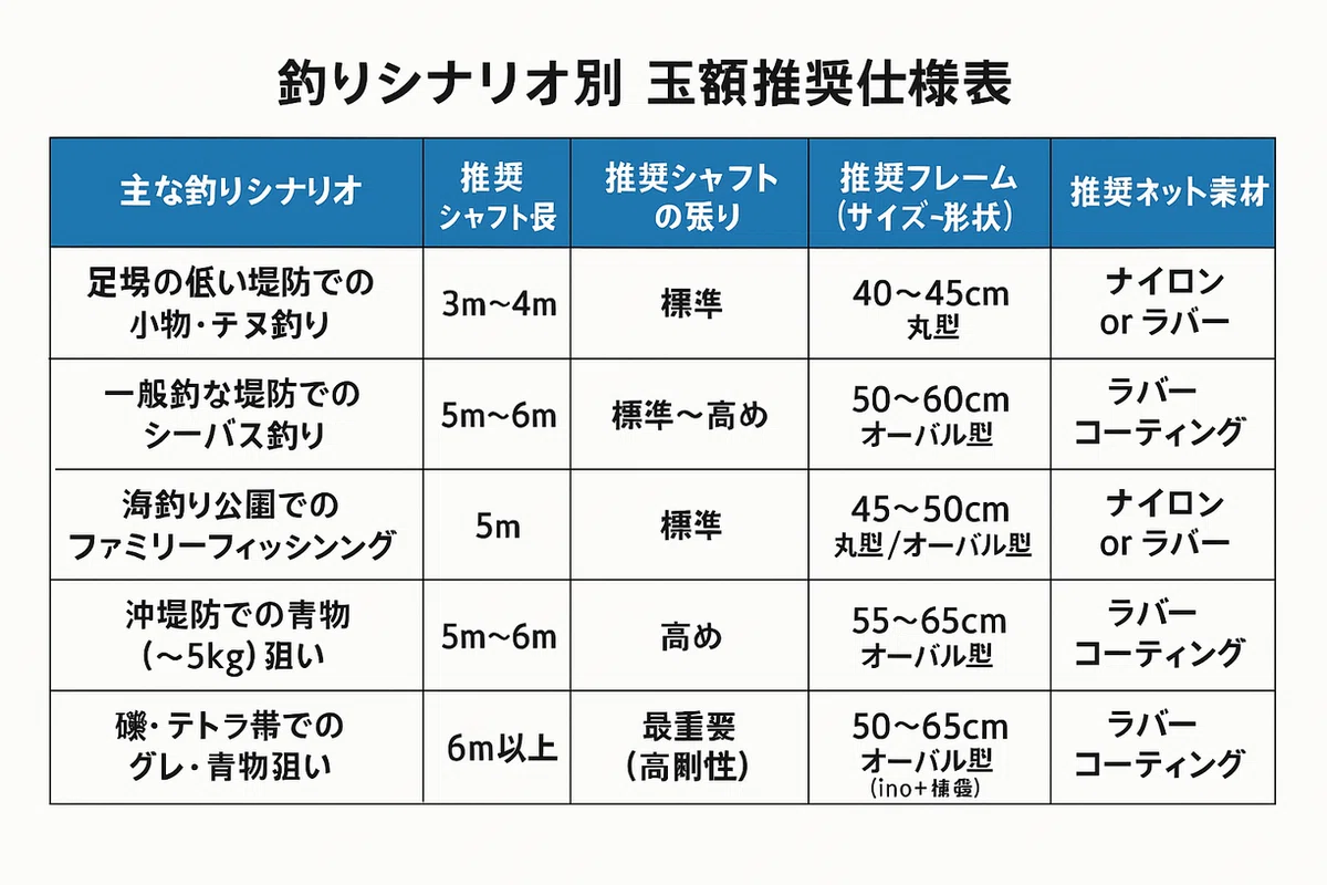 たも網の選び方比較表