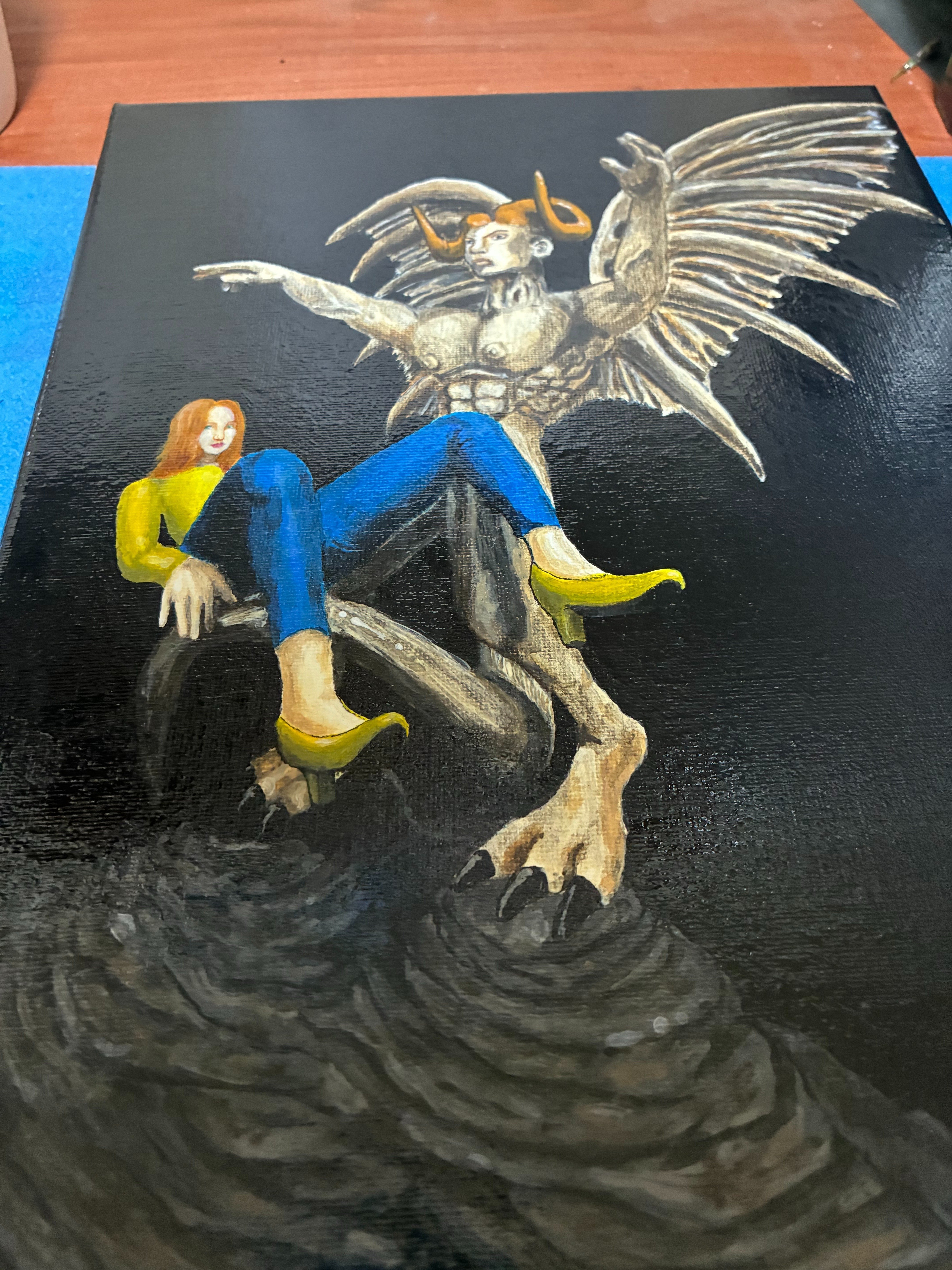 アクリル画 原画 「巨大な赤い龍」