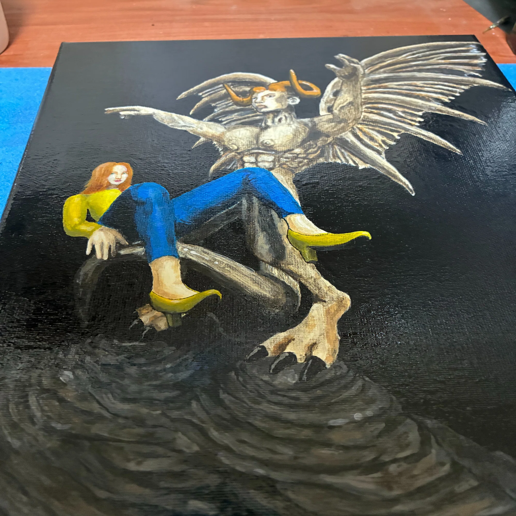 アクリル絵の具で描いた作品の紹介「巨大な赤い龍」｜マーク・アイ 