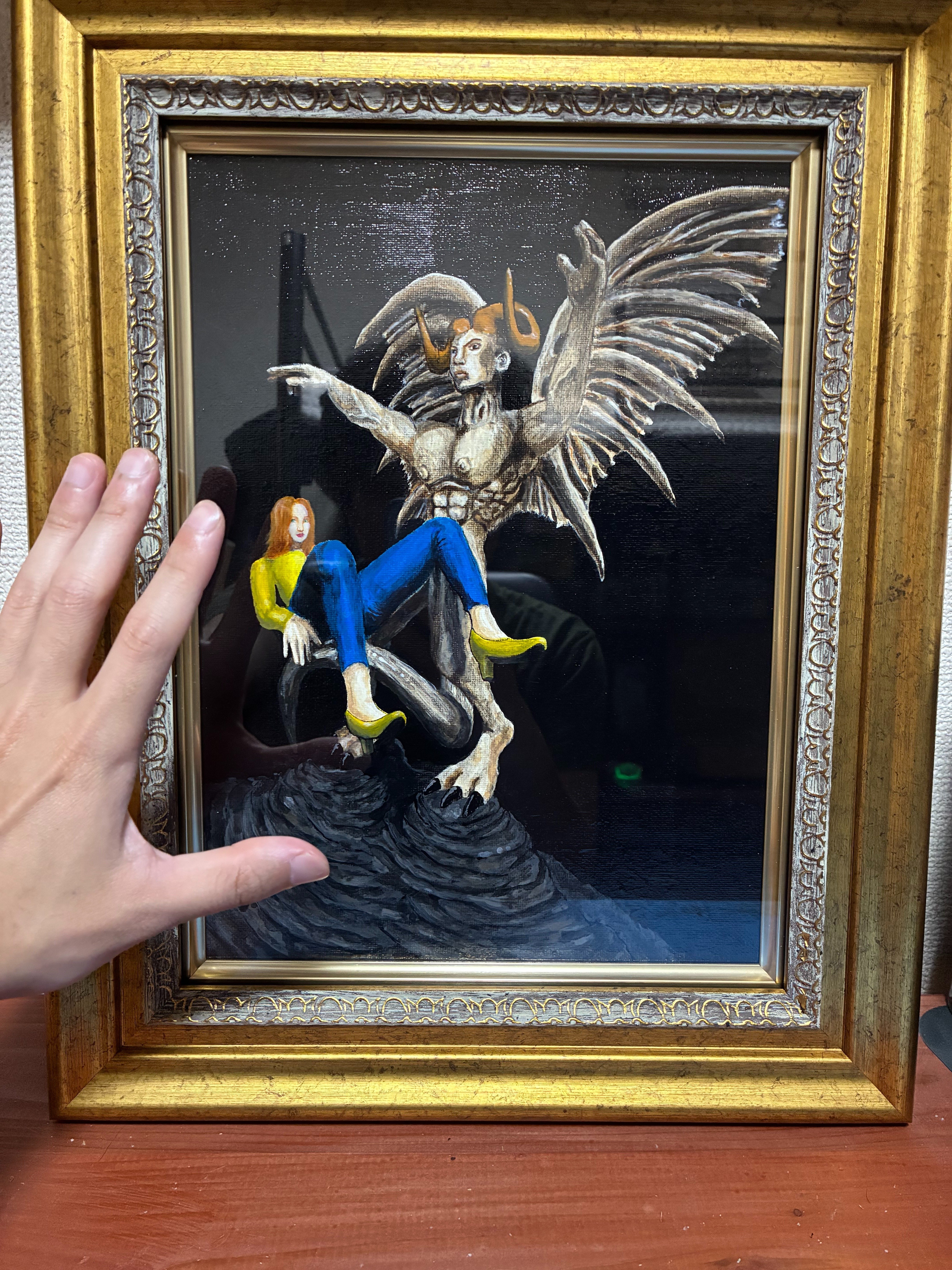 アクリル画 原画 「巨大な赤い龍」