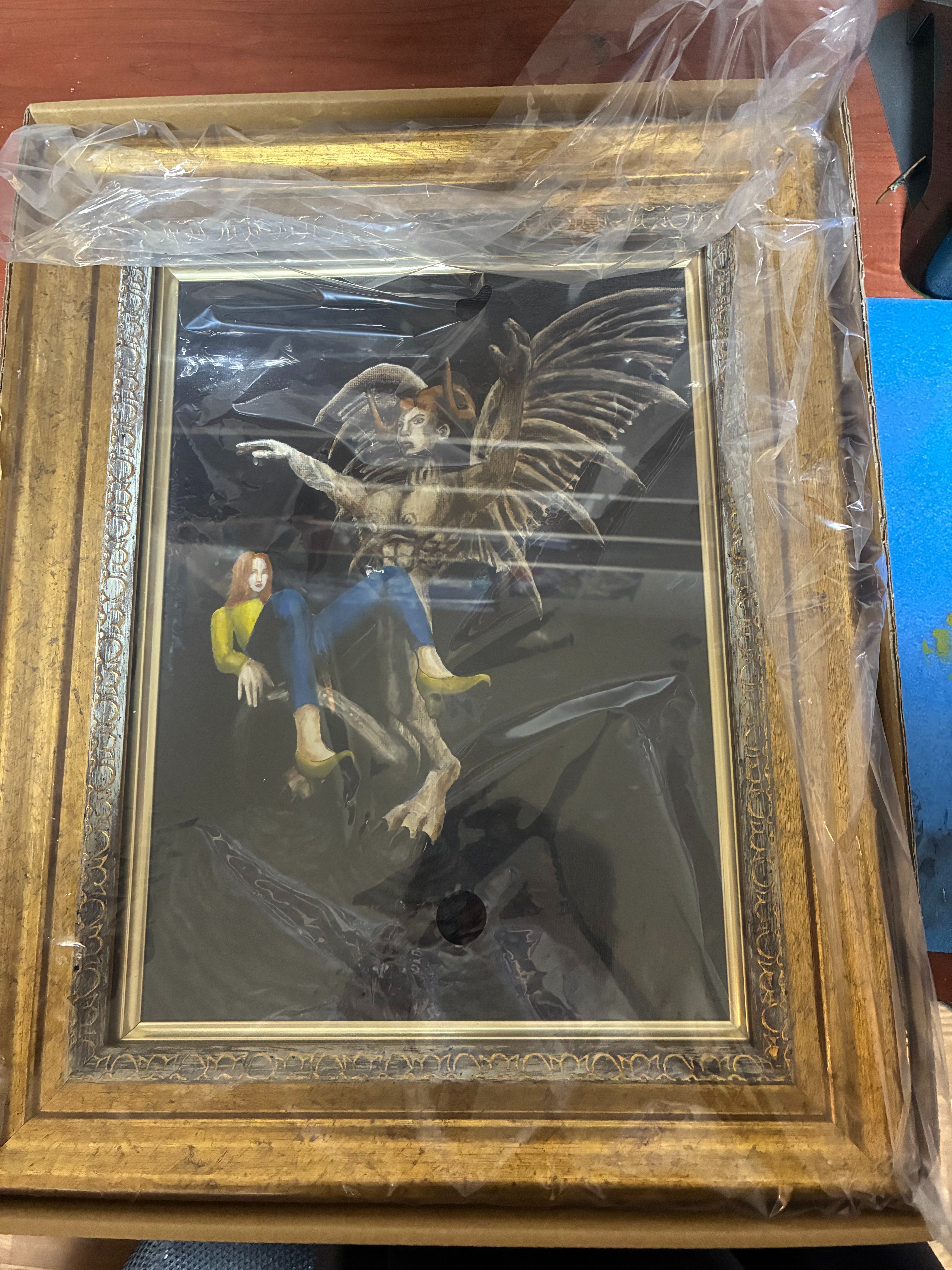 アクリル画原画「巨大な赤い龍」