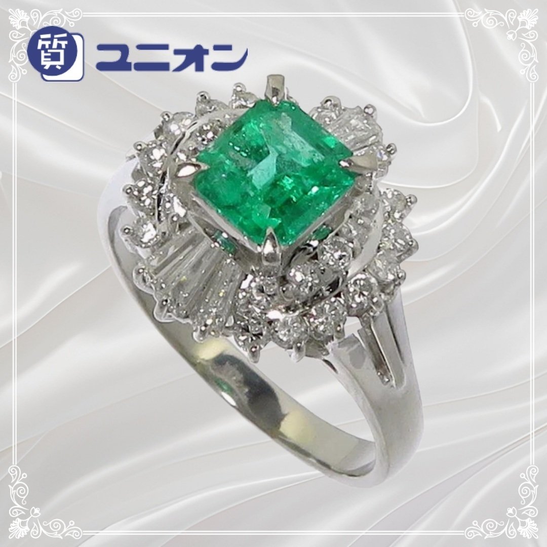 遺品整理 美品 ヴィンテージピアス エメラルドグリーン ダイヤモンド