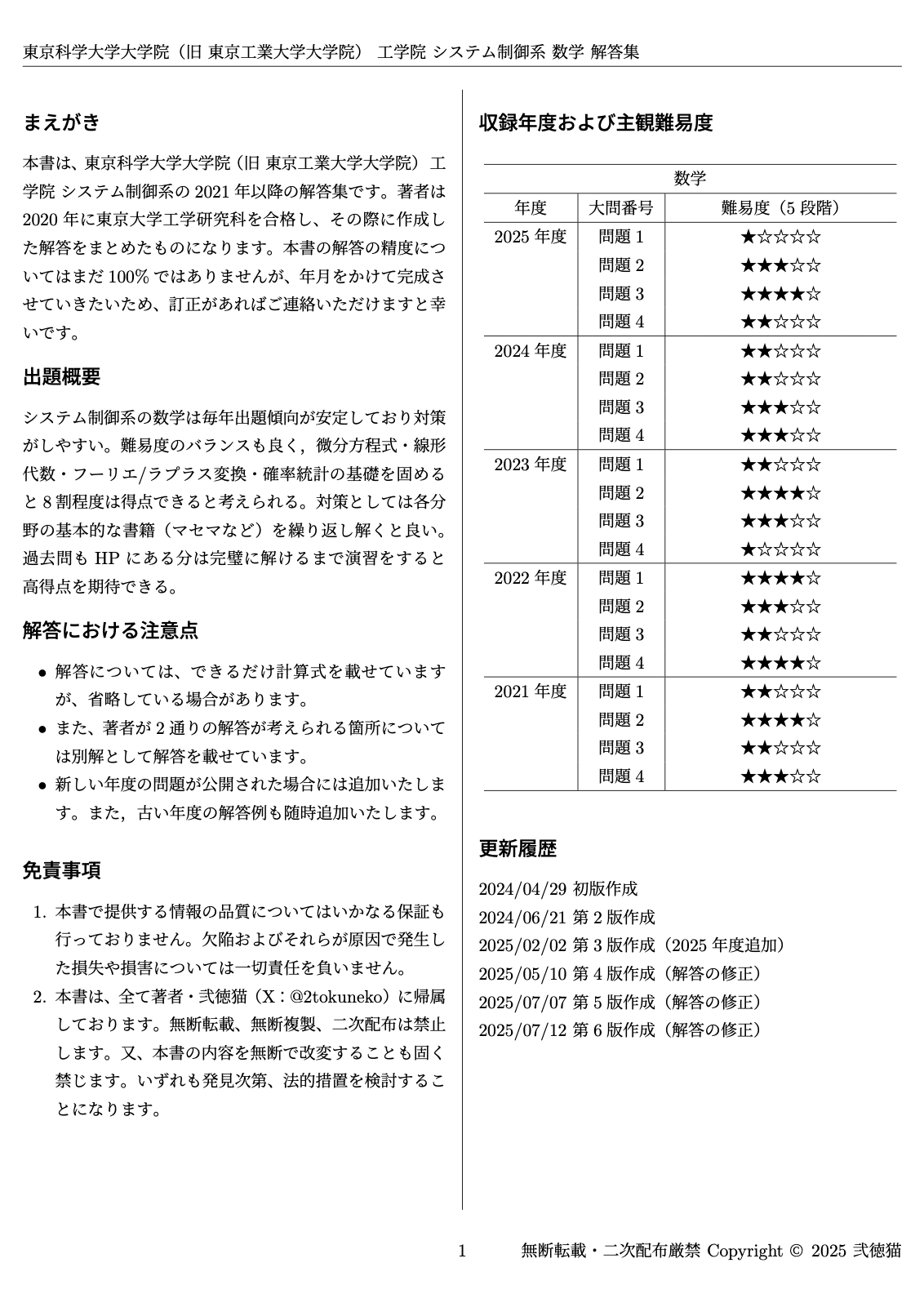 東工大(東京科学大)過去問前期33か年分＋後期6か年分 東工大(東京科学大)過去問前期33か年分＋後期6か年分