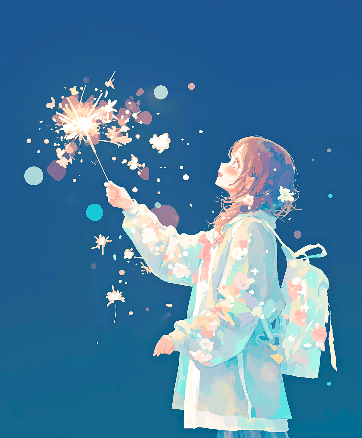 花火と、宇宙「オリジナルイラスト絵画」A4サイズ imgrc0118451345.jpg
