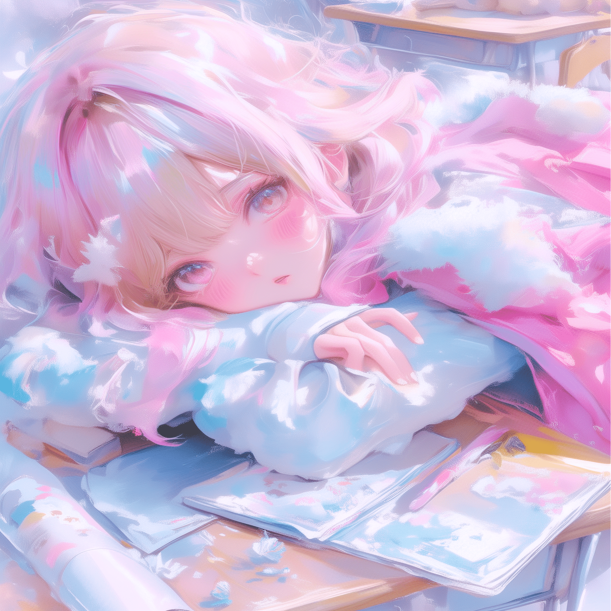 描きかけのスケッチは、少しだけ滲んでた【AIイラスト＋4コマ漫画