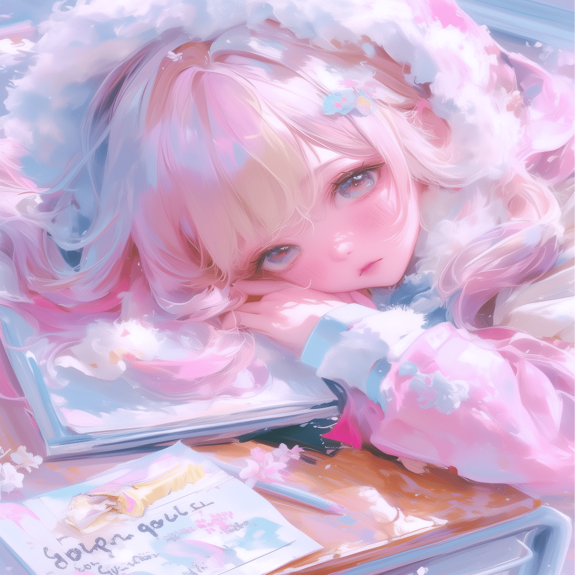 描きかけのスケッチは、少しだけ滲んでた【AIイラスト＋4コマ漫画