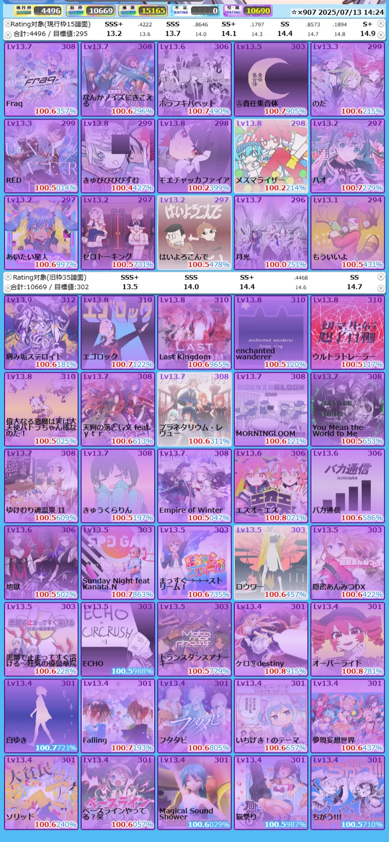 maimai PRiSM PLUS 個人的Lv13.3(108譜面)【音ゲー#13】|250/に maimai PRiSM PLUS 個人的Lv13.3(108譜面)【音ゲー#13】|250/に