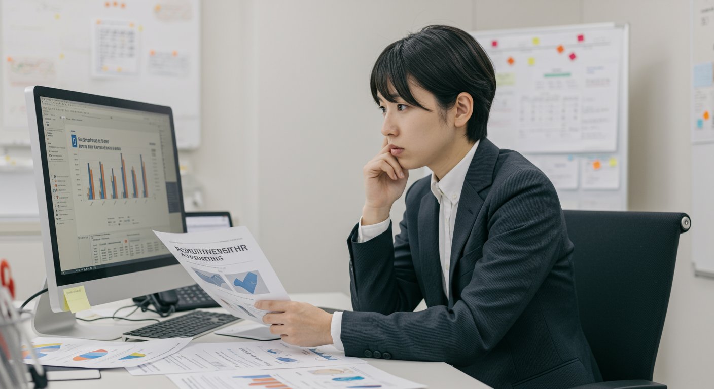採用広告担当者が悩む様子