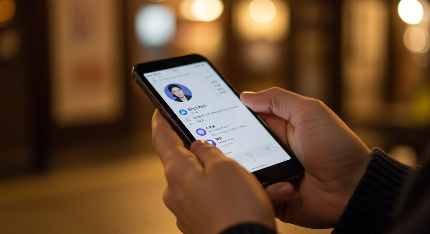スマートフォンでSNS採用ページを見る求職者