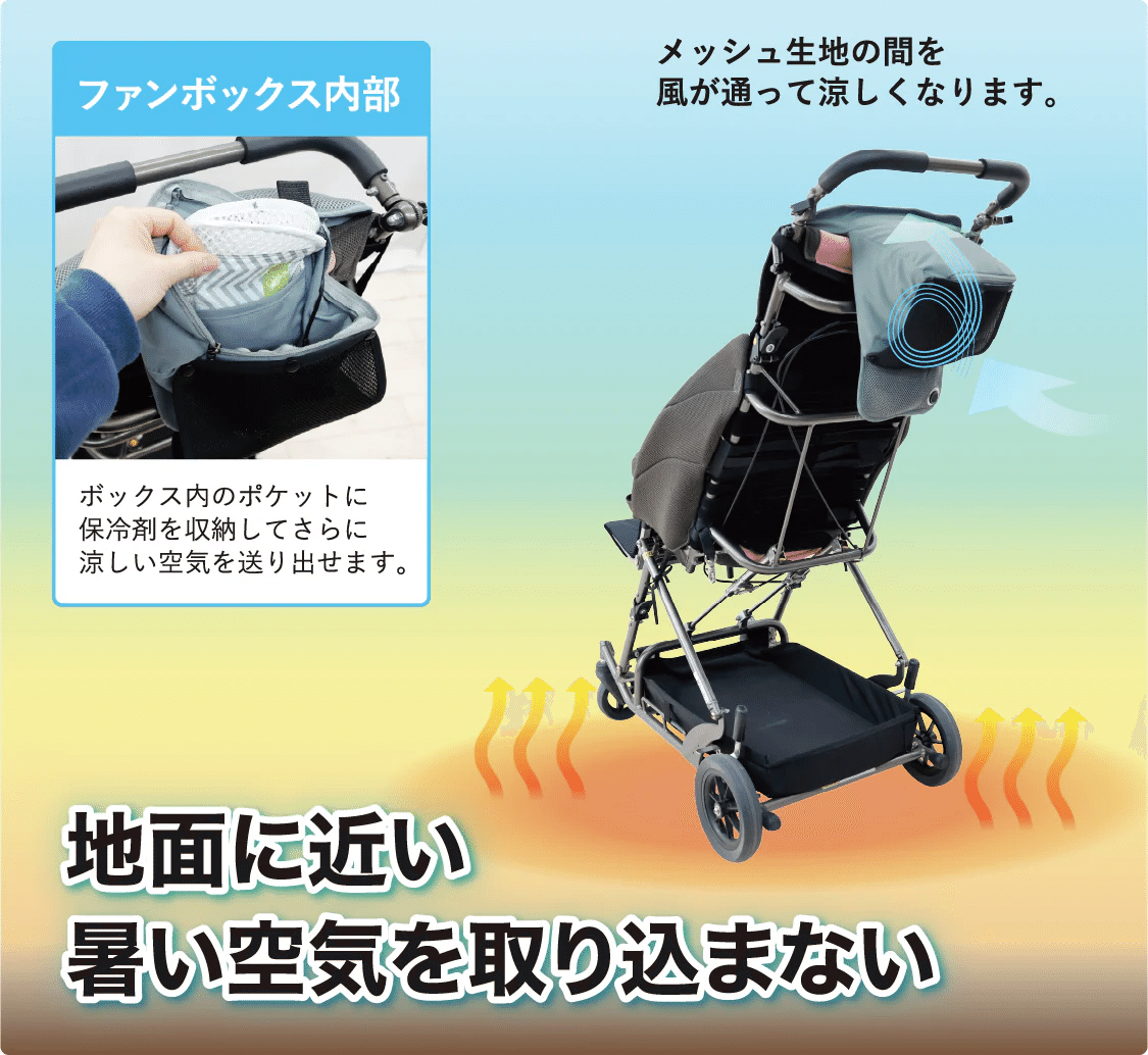 介護バギー用クールシート 保冷剤付き 暑い季節を快適に過ごそう。バギー＆車いす向け「送風機付き介護